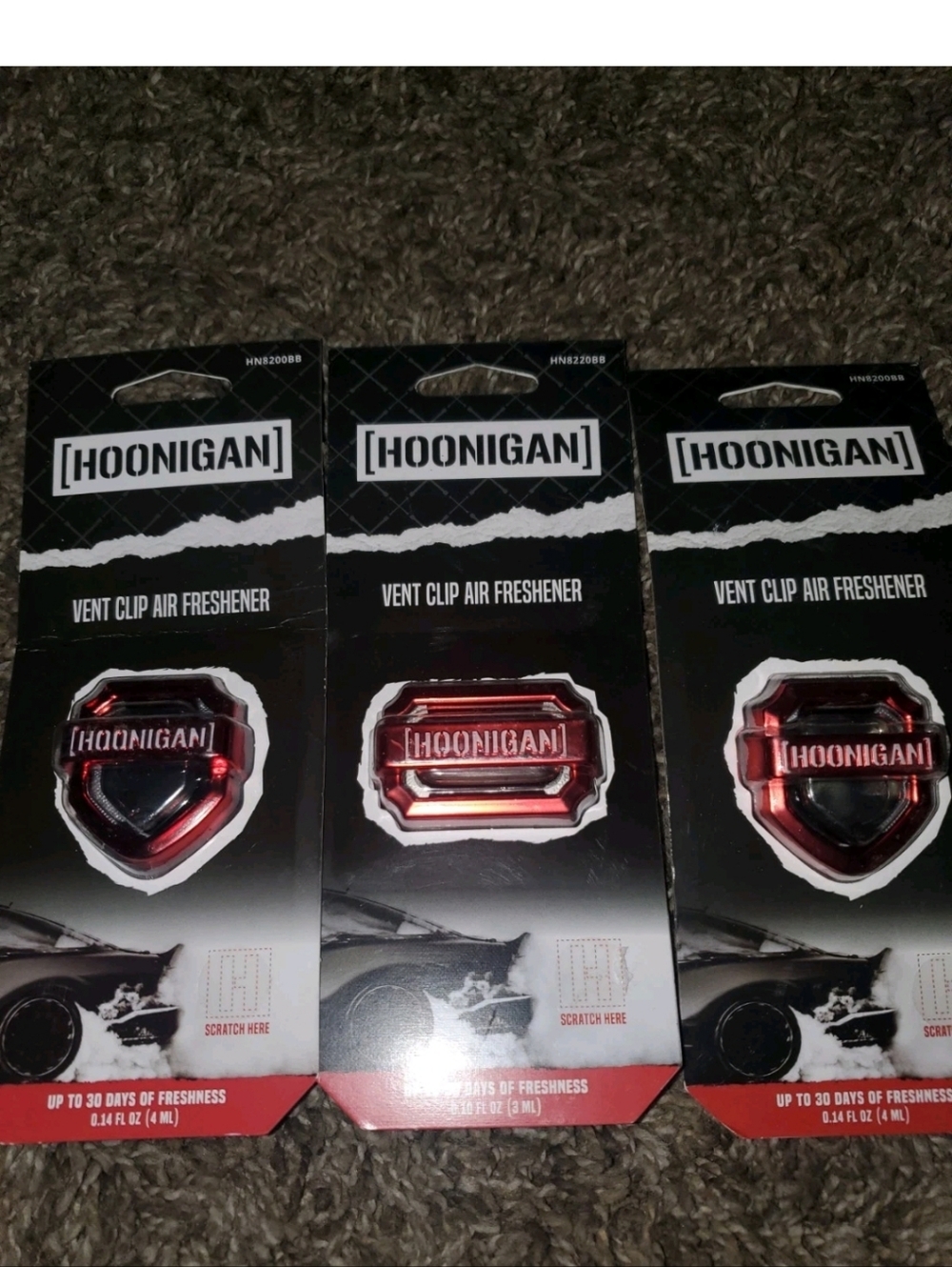 3 Ct Hoonigan Red Vent Clip Air Freshener